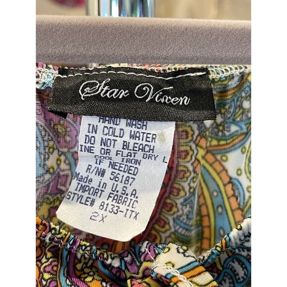 STAR VIXEN Multicolor Paisley Women’s 2X Cold Shoulder Blouse - Picture 9 of 16